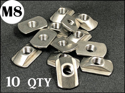 M8 T-Nuts Stainless Steel Sets of 10